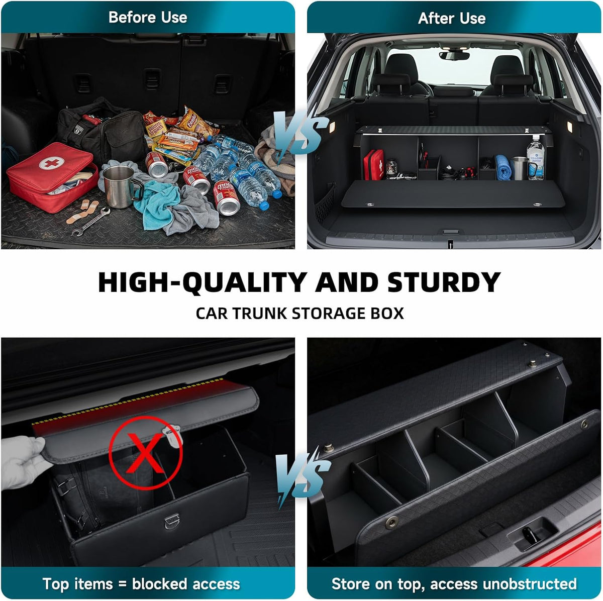 SUV Trunk Organizers and Storage, Waterproof Leather Car Storage Box