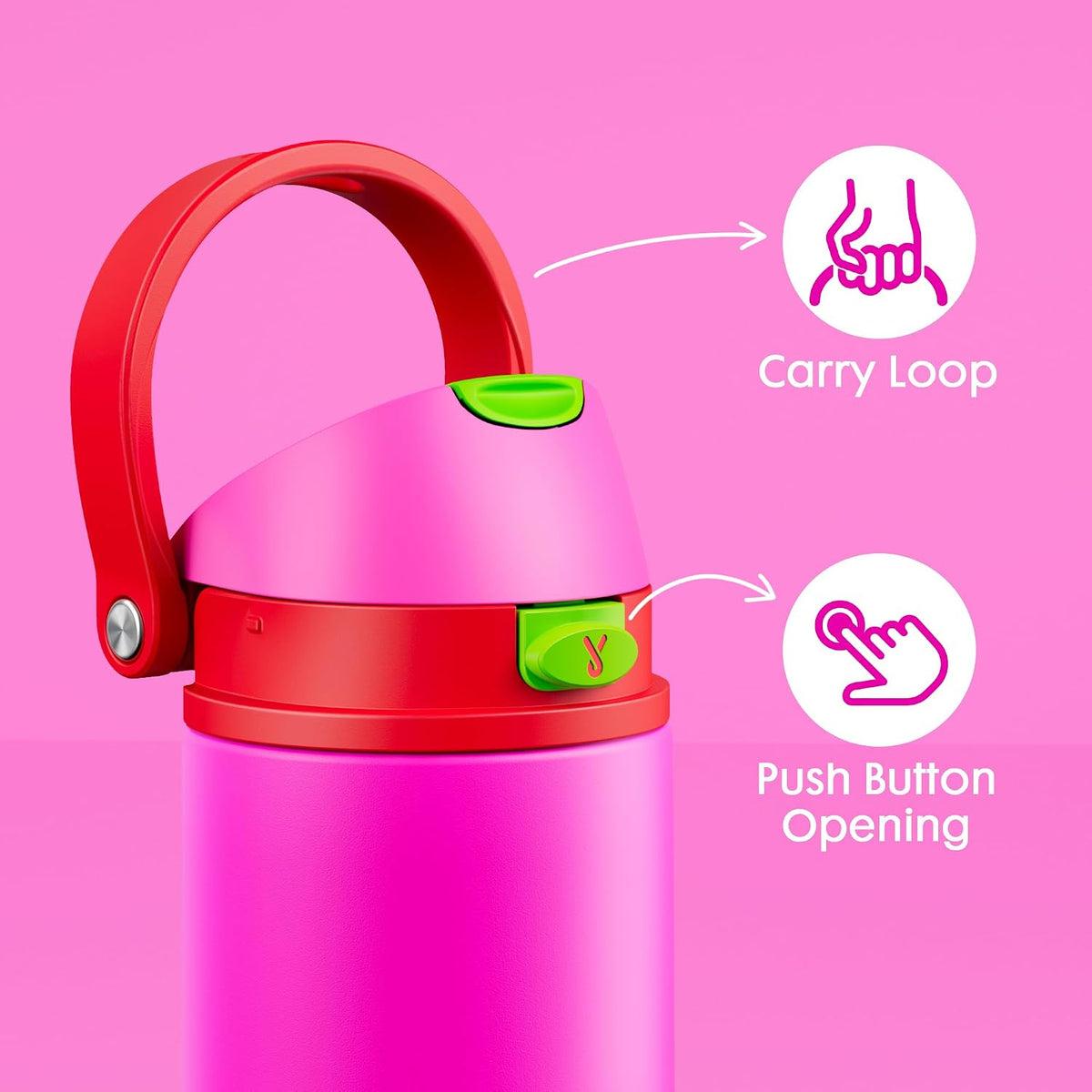 18 oz Insulated Water Bottle for Kids: Meoky Stainless Steel Water Bottle with 2-in-1 Straw and Spout Lid - Leak Proof, Cold for 24 Hours, BPA-Free for Girls School Backpacks, All the Berries