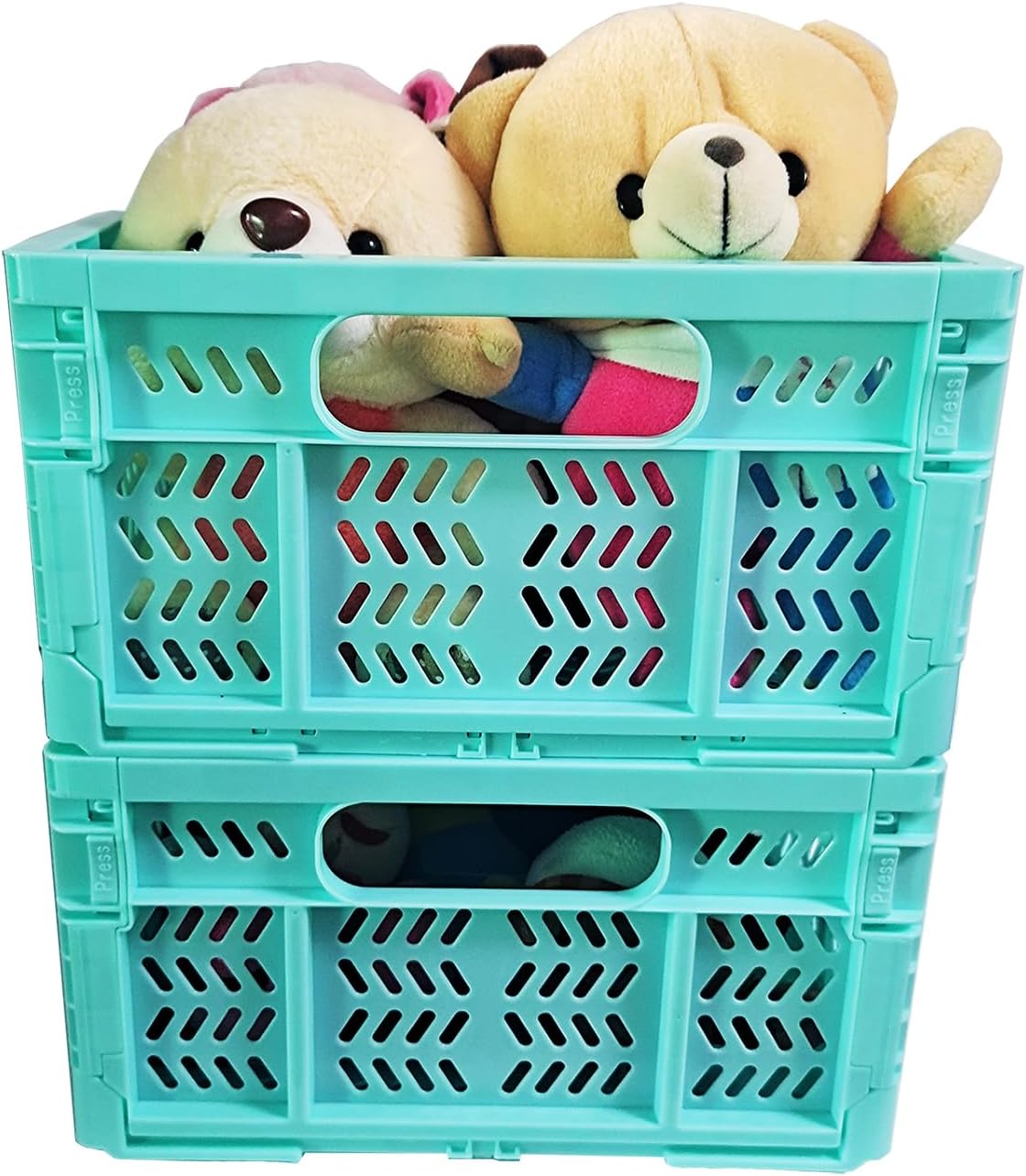 20L Folding Crates, 4Pack Plastic Storage Bins Organizer for Home and Office,Plastic Folding baskets,Collapsible Crates for Chrismas Gifts, Toys Storage. (Blue,15.7x11.8x6.3Inch)