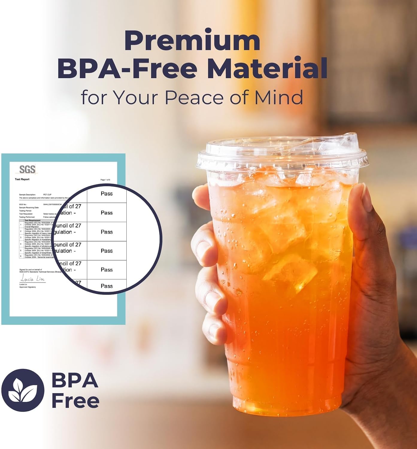 Fit Meal Prep 100 Pack 16 oz Clear Plastic Cups With Strawless Sip Lids, Disposable To Go Cups for Iced Coffee, Smoothies, Soda, Party Drinks, Bubble Tea, Cold Beverage