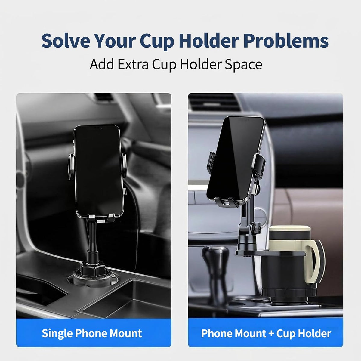 2 in 1 Cup Holder Phone Holder, Phone Holders for Your car cupholder