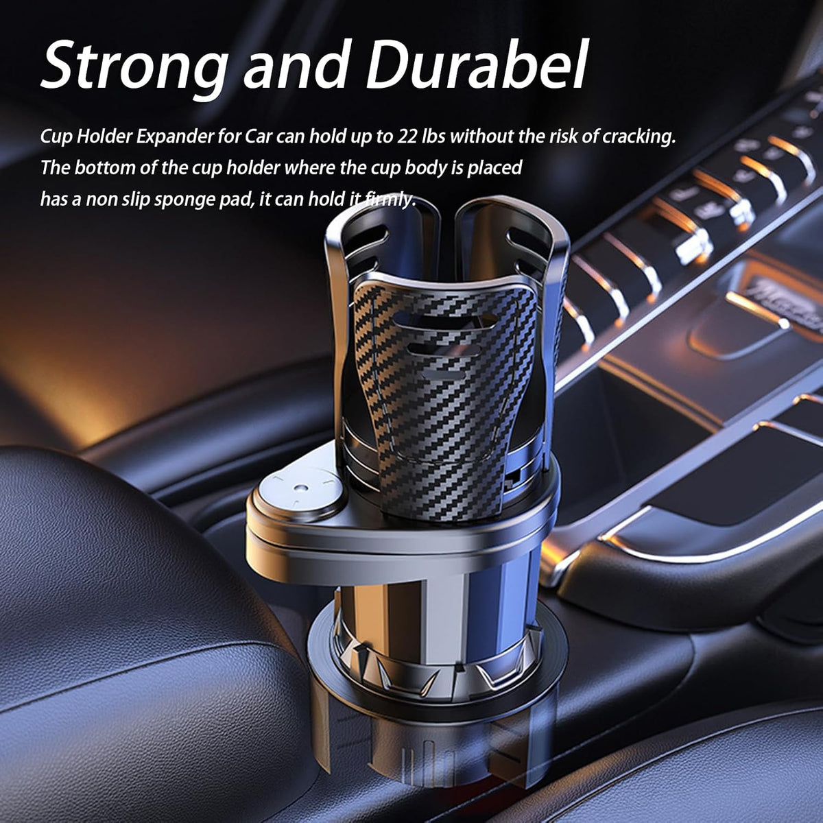 Car Cup Holder Expander for Audi Q5 2008-2020 2021 2022 2023 2024 2025 2026, Multifunctional 2 in 1 Cup Holder Extender, 360° Rotating Car Drink Holder Adjustable Large Cup Holder