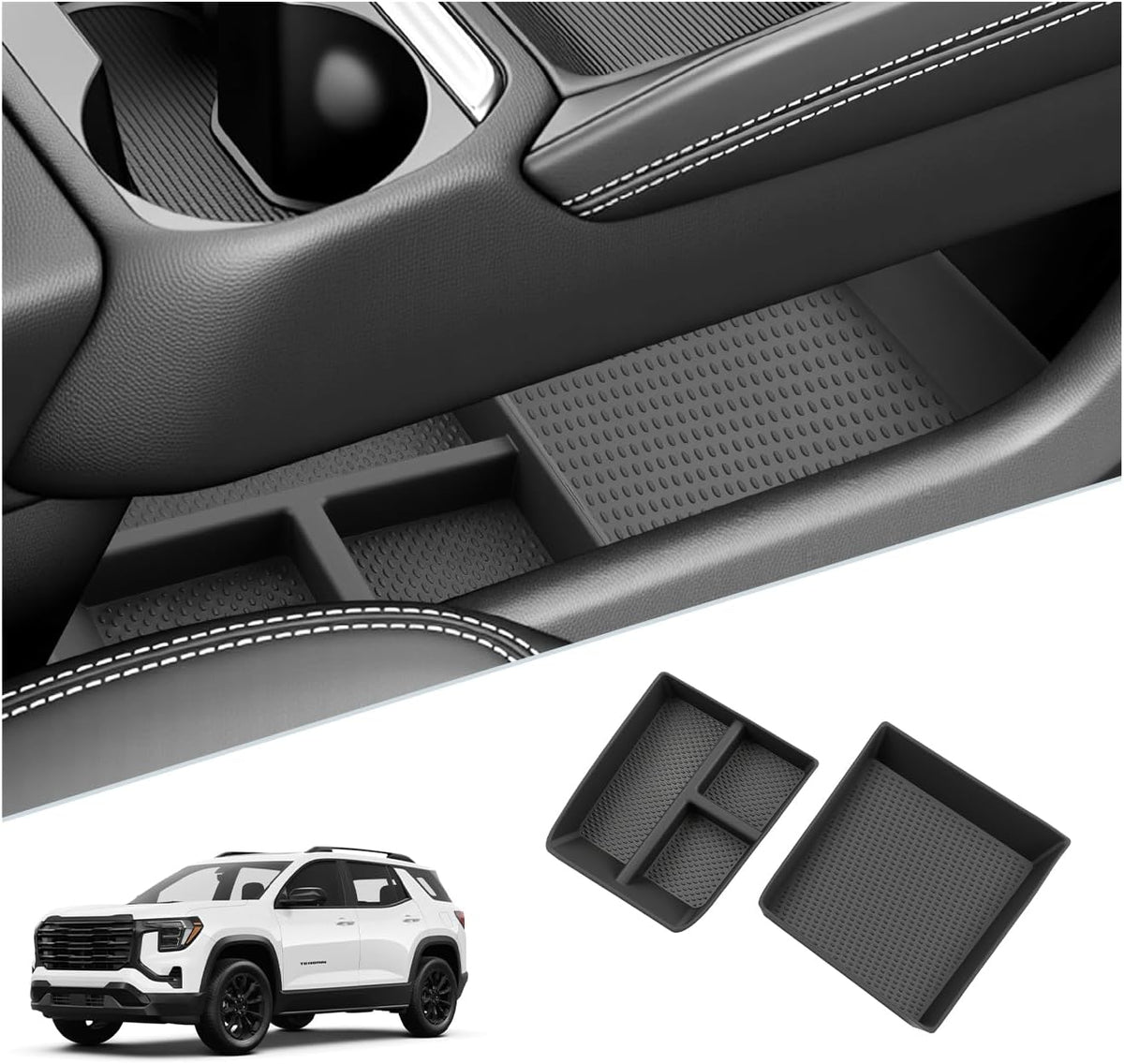 SKTU 2Pack for 2025 2026 2027 GMC Terrain Center Console Organizer for 2025 2026 2027 GMC Terrain Lower Console Tray GMC Terrain 2025 2026 2027 Accessories Durable Under Console Organizer
