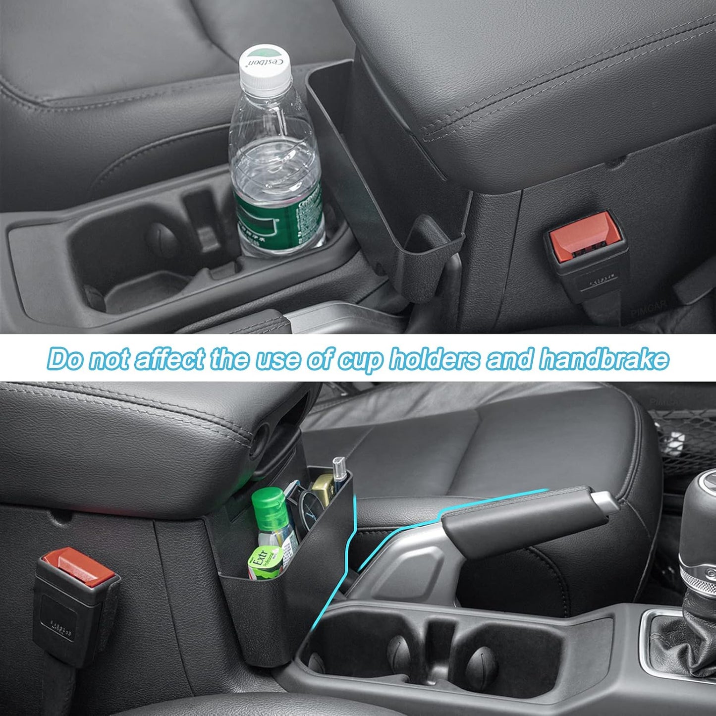 PIMCAR 2PCS Center Console Organizer for 2018-2025 2026 Jeep Wrangler JL/JLU & Gladiator JT, Gear Shift Side and Center Console Hanging Storage Box Durable Interior Accessories