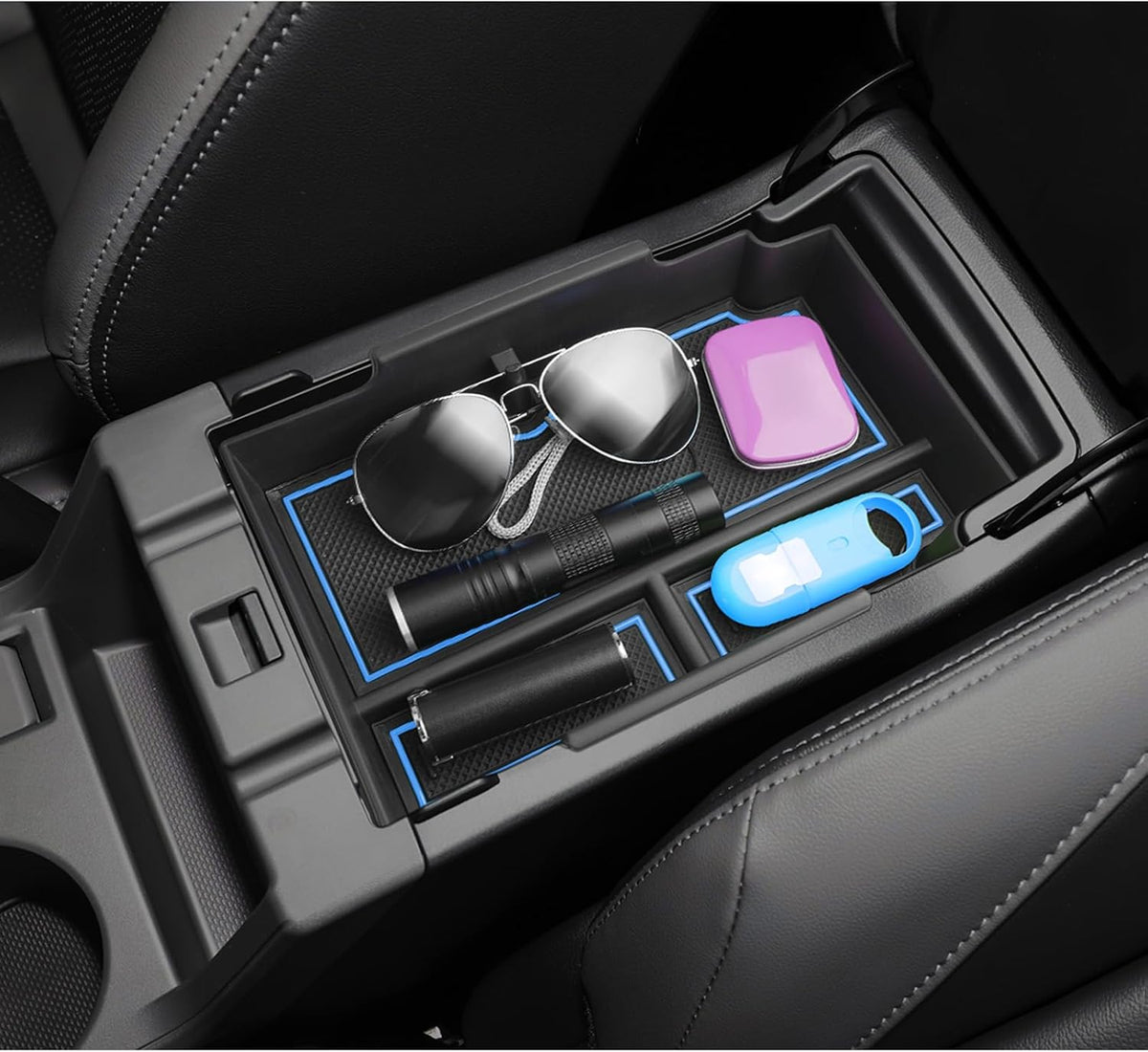 LUWU Center Console Organizer Compatible with Subaru Crosstrek & Impreza 2024-2026 Accessories Armrest Console Secondary Storage Box Insert Tray ABS Material with Coin Holder Blue