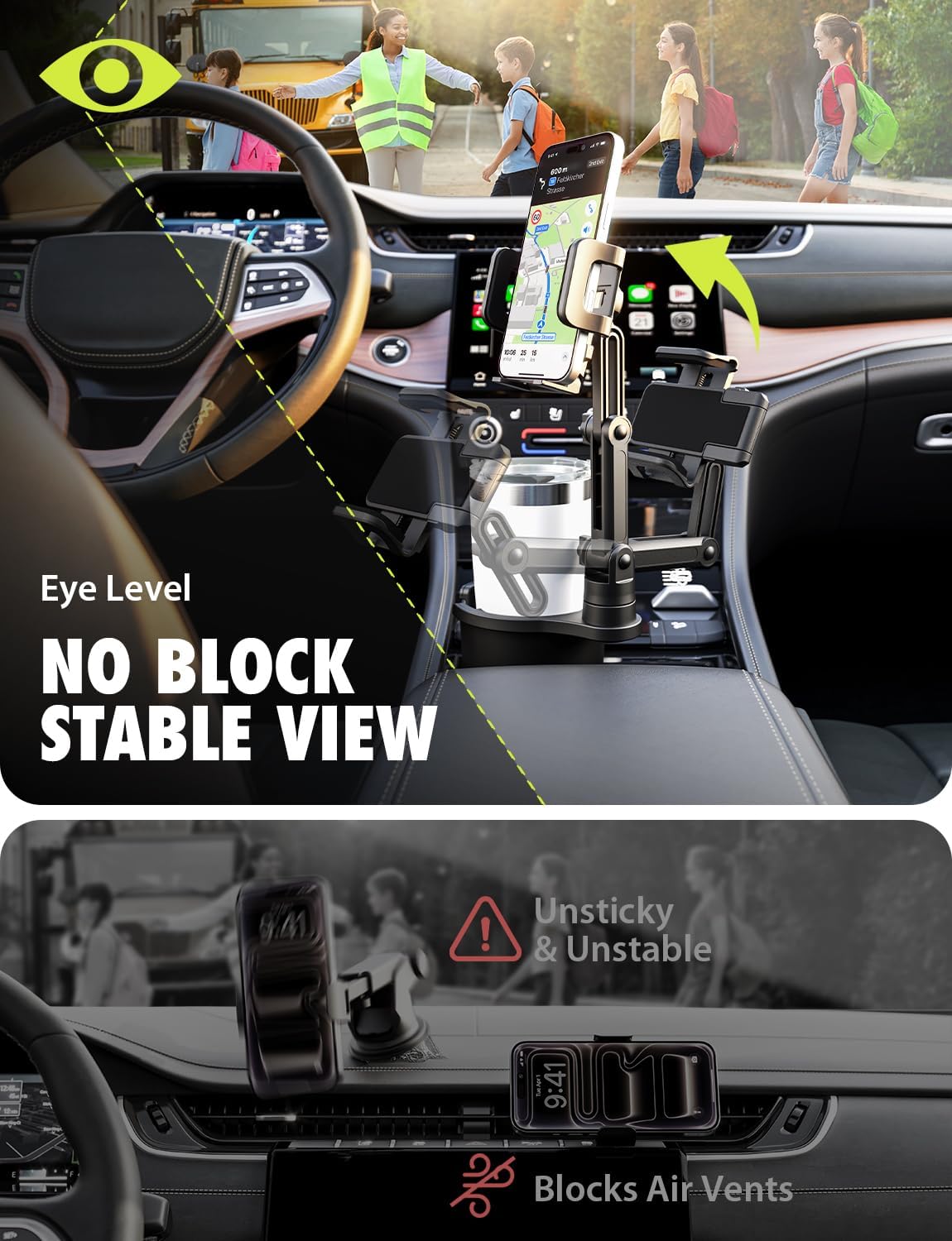 Bracketron Cup Holder Phone Mount for Car, TripGrip Truck Phone Holder
