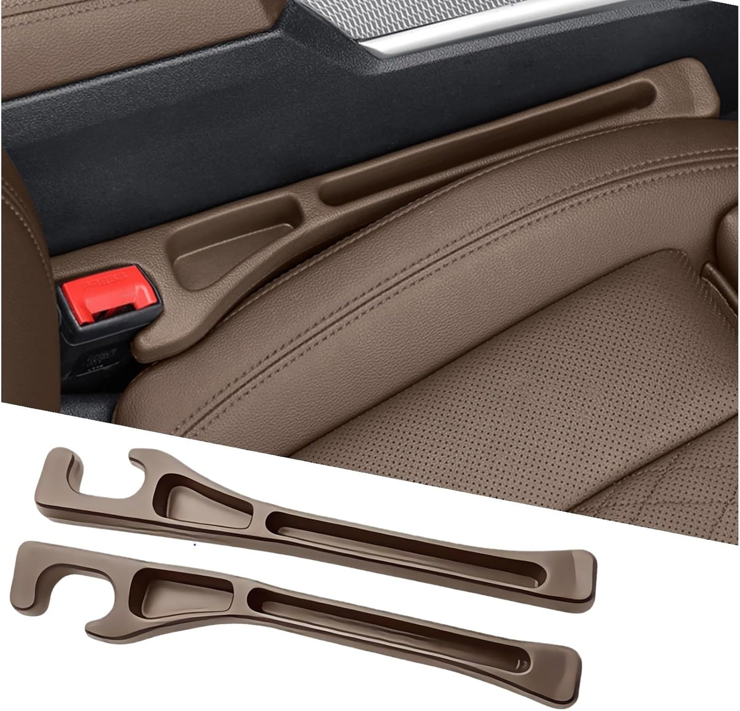 Car Seat Gap Filler 2 Pack, Upgraded 3-in-1 Car Seat Gap Plug Organizer with Storage Slot & Hook, Universal Fit No-Drop Seat Side Gap Seam Filler Between Seat & Console for Car, SUV, Truck