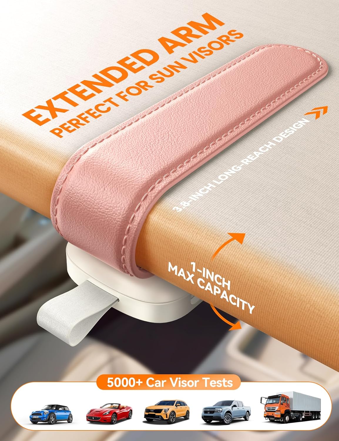 JOYROOM Magnetic Leather Sunglass Holder for Car Visor - Pink