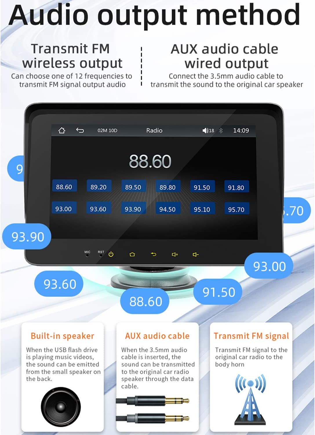 Portable Car Monitor Compatible for Wireless Carplay Android Auto Car Radio with Bluetooth, Steering Wheel Remote Control Mirror Link, Bluetooth, FM Transmitter, Backup Camera, AUX/USB/TF Card Port