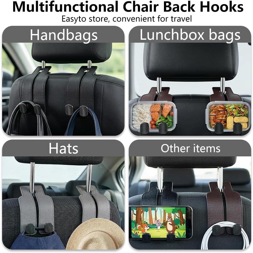 Headrest Hooks for Car, Twinhook Car Seat Hooks for Headrest (Grey 4Pcs)