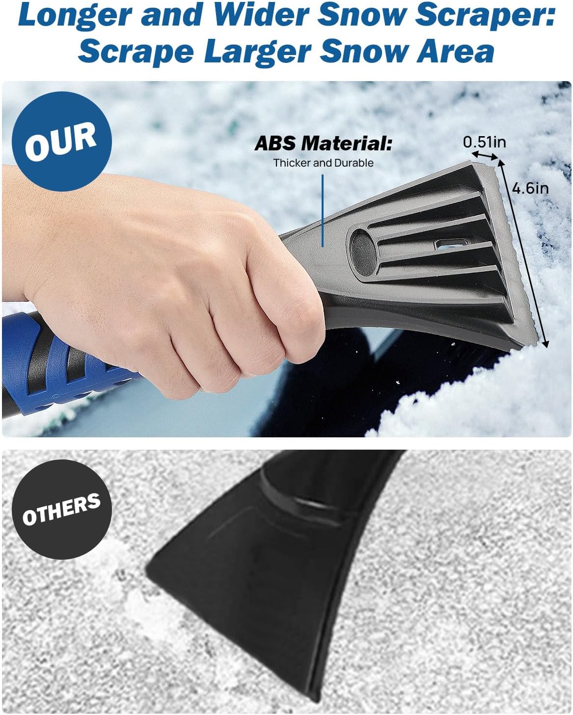 JOYTUTUS 41.5″ Extendable Snow Brush and Ice Scraper, 270°Pivoting Snow Scraper Brush for Car Windshield, Telescoping Ice Scraper, Foam Grip, Heavy Duty Snow Remover for Cars, Trucks, SUV (Blue)