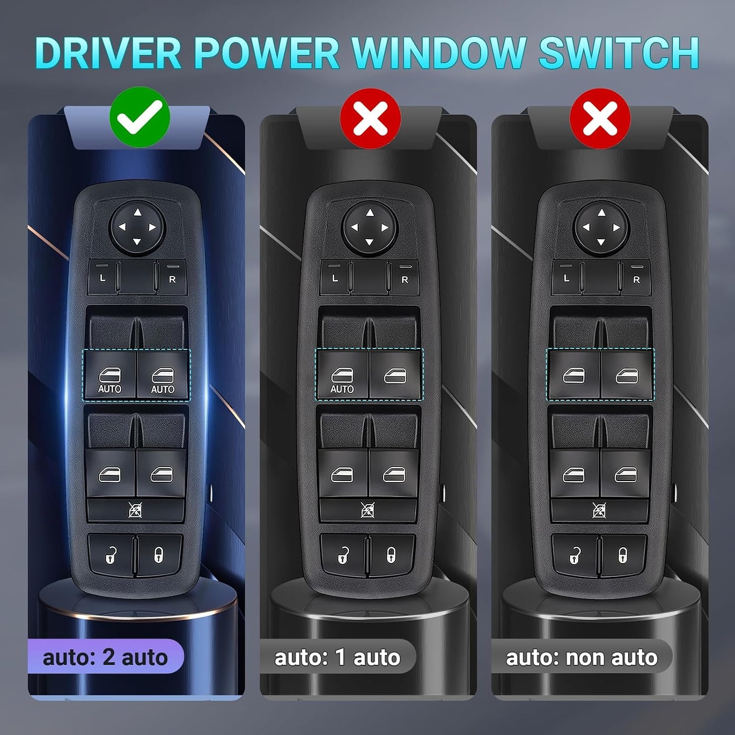 Power Master Window Switch Driver Side Control Button Compatible with 2015-2017 Chrysler 200, 2011-2020 Chrysler 300, 2011-2019 Dodge Charger, 16-2022 Ram 1500 2500 3500, 2011-2021 Jeep Grand Cherokee