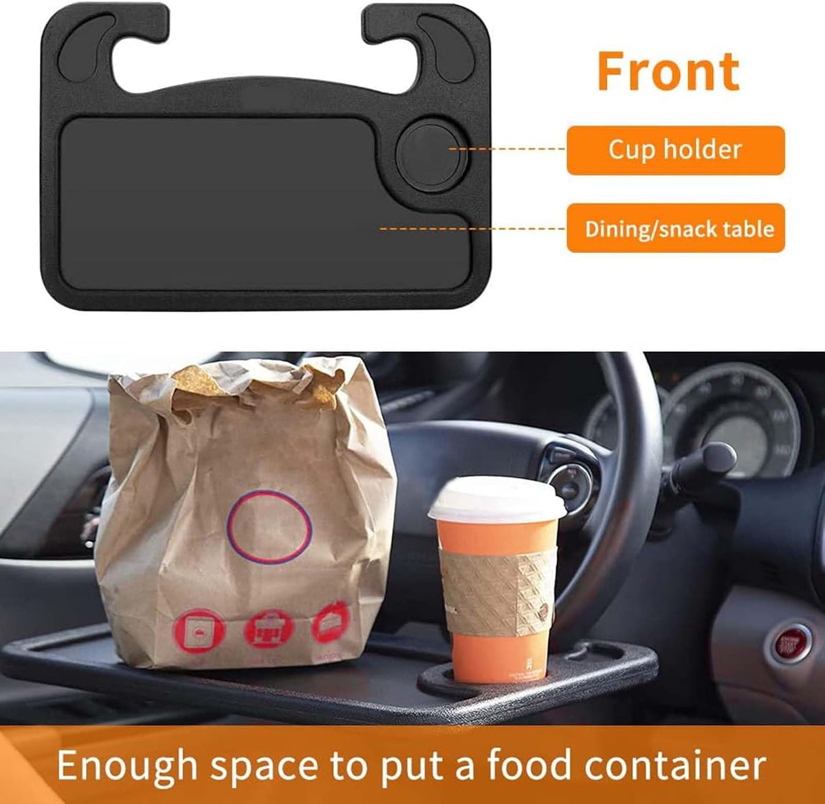 1 Pack Steering Wheel Desk for Toyota RAV4 2019-2026, Car Eating Tray Table Portable Laptop Mount Auto Travel Accessories Seat Slot Storage