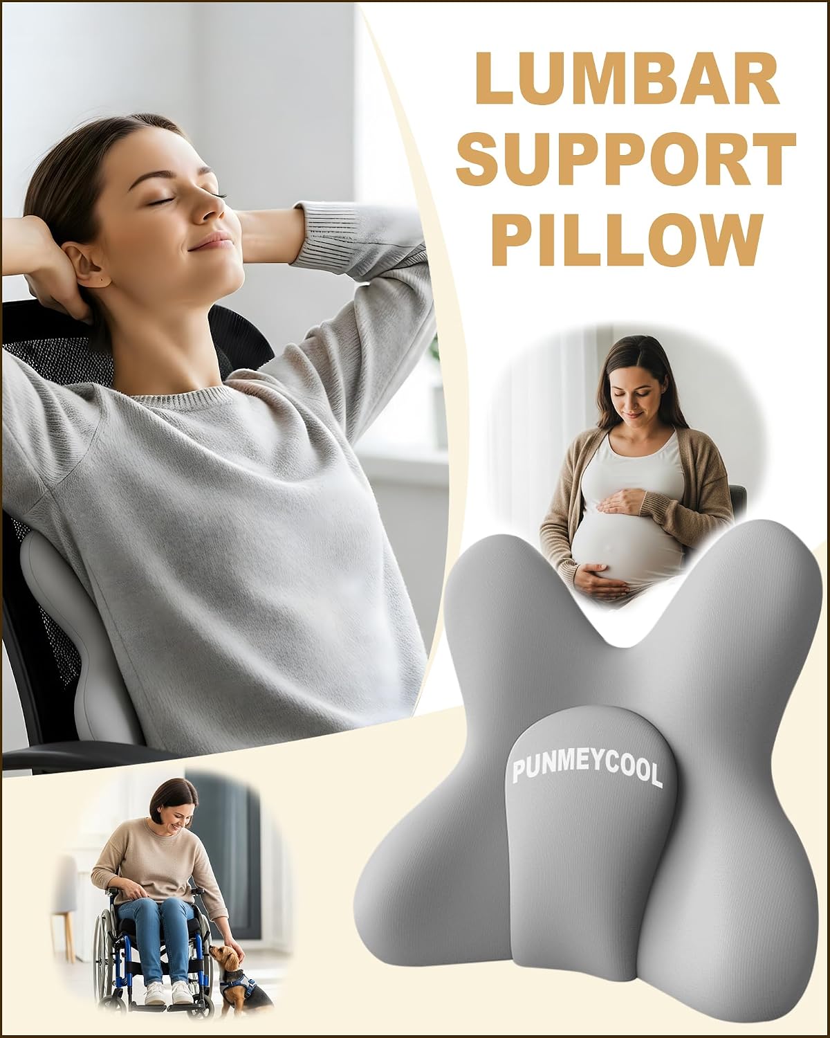 Lumbar Support Pillow for Car, Memory Foam Car Seat Back Support Pillow, Wraparound Ergonomic Design for Back Pain Relief-Back Cushion for Driving, Semi Truck, Chair Support for Car Office, Wheelchair