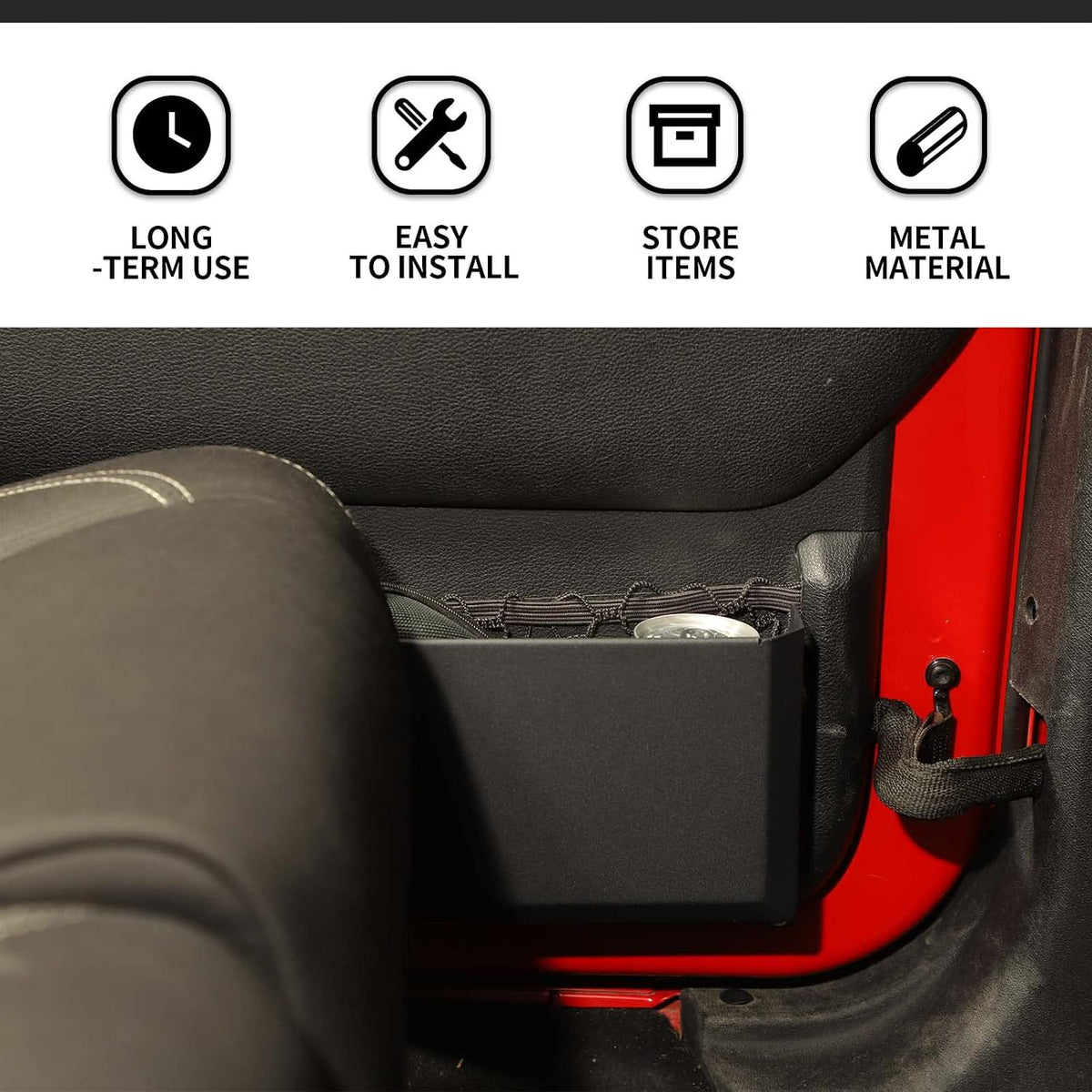 Hoolcar Rear Door Storage Pockets, Side Insert Organizer Box Metal Net Pocket Replacement for 2011-2017 Jeep Wrangler JK JKU, Interior Storage Expansion Accessories, Black, 2PCs