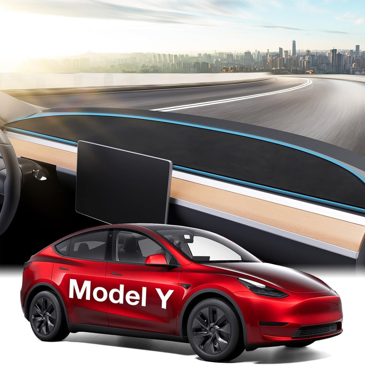 Wigoo Dashboard Cover for Tesla Model Y Juniper & Model Y L, Anti-Glare