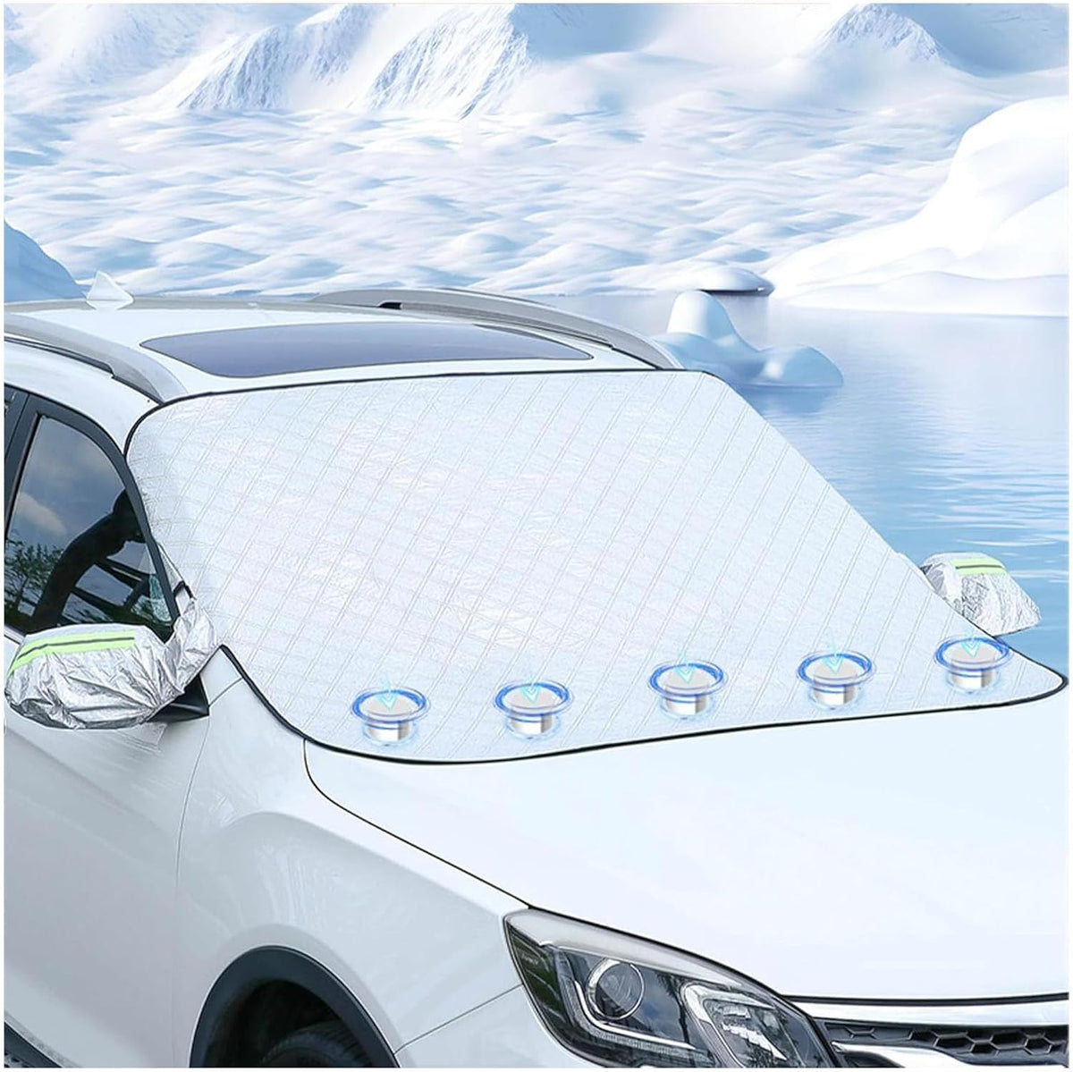 Car Windshield Snow Cover for Hyundai Elantra 1990–2025 2026 AD/CN7,Magnetic Window Ice Frost Guard with Mirror Covers,Winter Sun Shade,Waterproof,Windproof