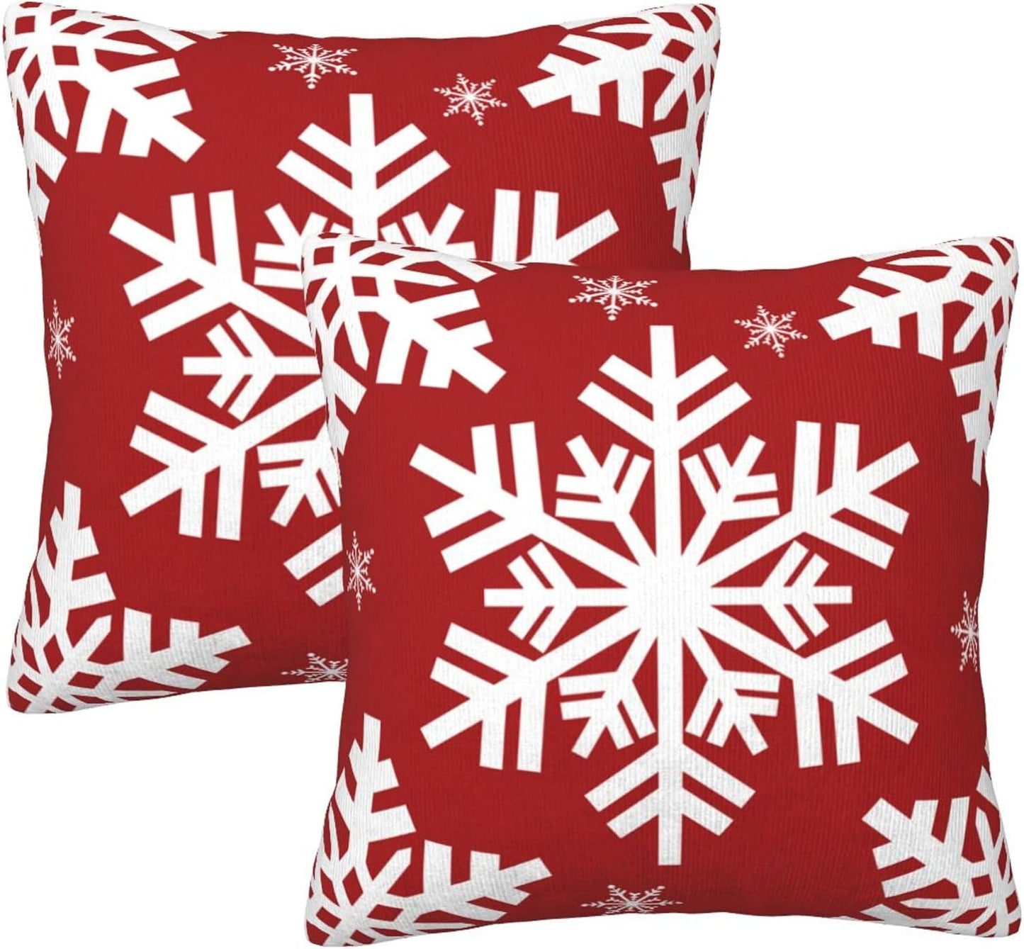 JOOCAR Christmas Pillow Cover 24x24 inch Set of 2 Beautiful Snowflakes Print Throw Pillow Cover Farmhouse Xmas Decor Winter Holiday Cushion Case for Sofa Couch