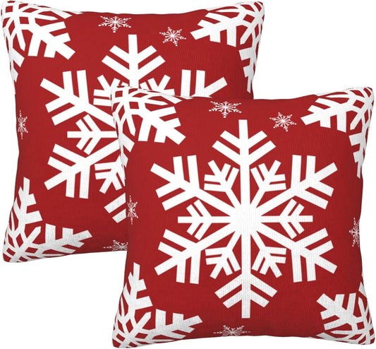 JOOCAR Christmas Pillow Cover 24x24 inch Set of 2 Beautiful Snowflakes Print Throw Pillow Cover Farmhouse Xmas Decor Winter Holiday Cushion Case for Sofa Couch