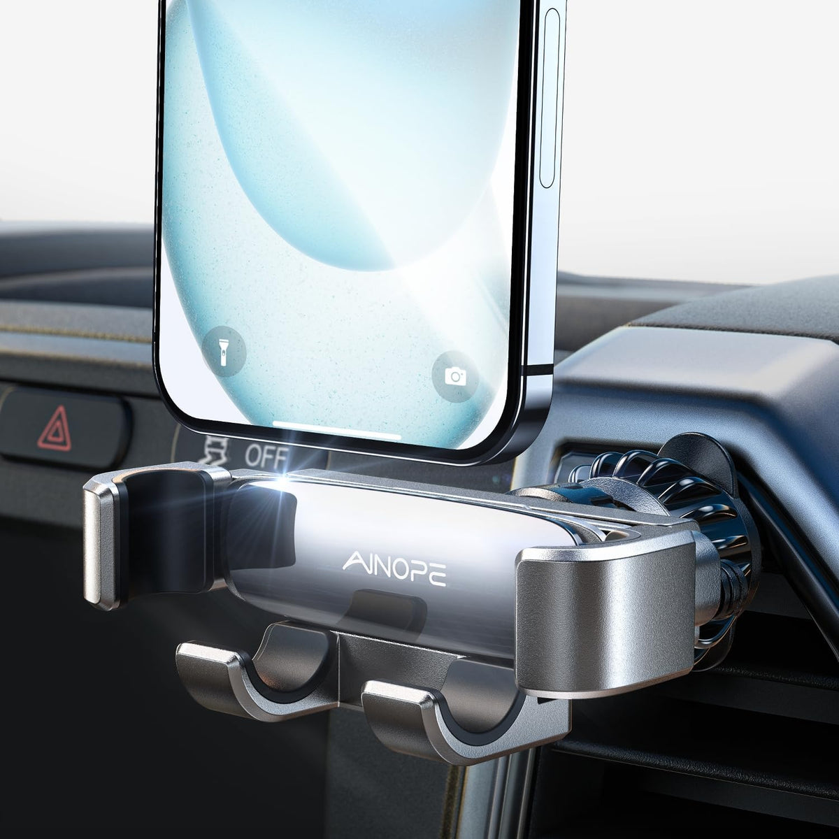 AINOPE Car Vent Phone Mount Holder for iPhone 17 Pro Max Car Mount [Drop-in Grip] Phone Holders for Your Car Air Vent Interior Accessories Gifts for Men for iPhone 17 Pro Max 16 15 14 GalaxyS26,Silver