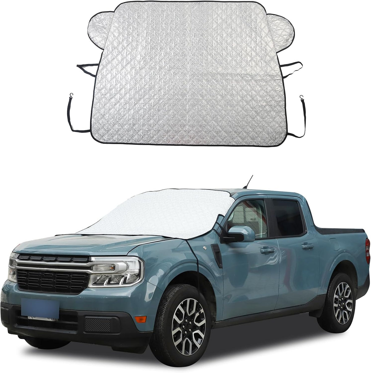 Windshield Snow Cover Fit for Ford Ranger Maverick 2022-2026, Front Windshield Cover for Ice and Snow, Auto Extra Thick Windshield Ice Cover Protects Windshield from Rain, Sun, Frost (Silver)