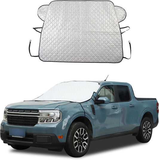 Windshield Snow Cover Fit for Ford Ranger Maverick 2022-2026, Front Windshield Cover for Ice and Snow, Auto Extra Thick Windshield Ice Cover Protects Windshield from Rain, Sun, Frost (Silver)