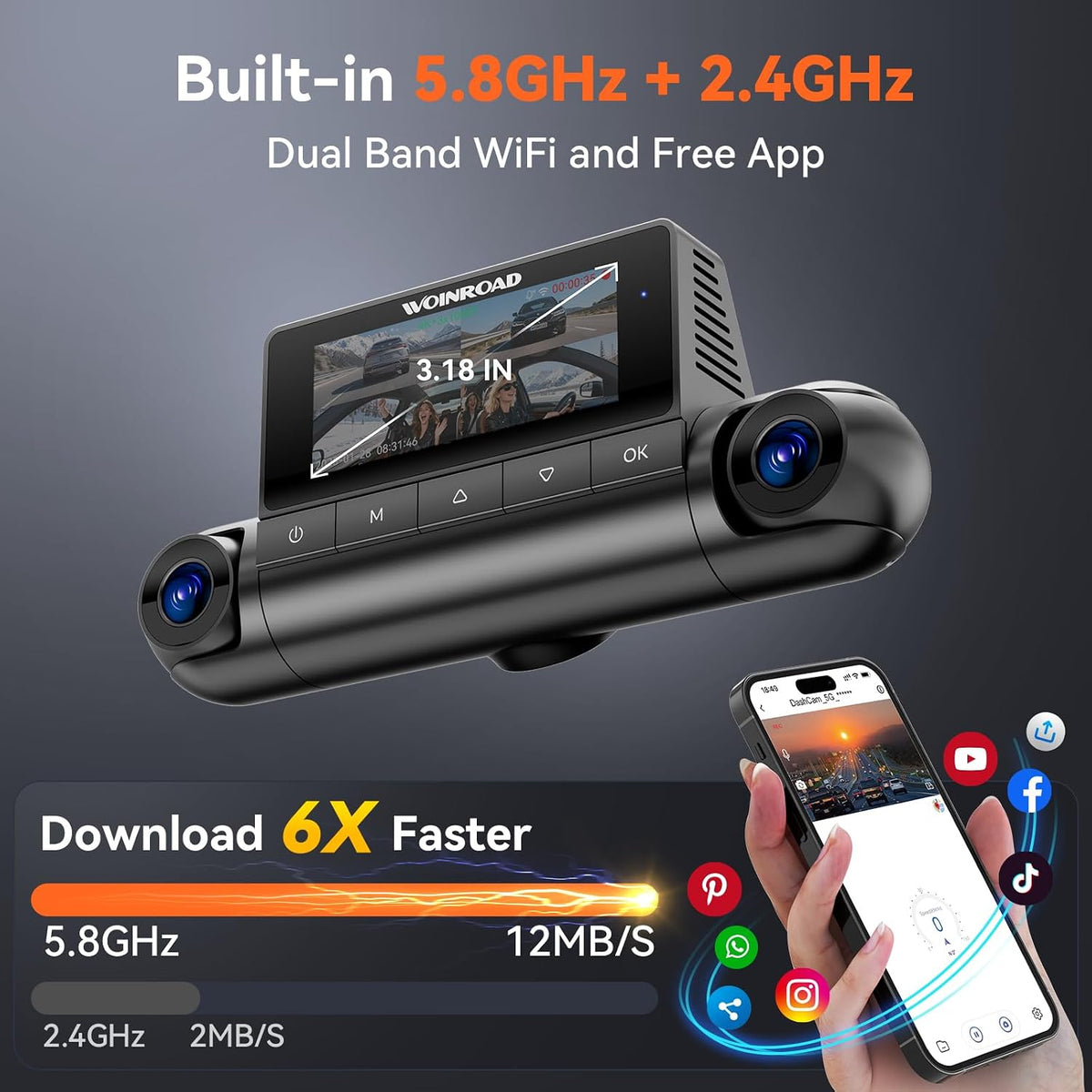 4K 360° Dash Cam, 4-Channel Dash Camera Front Rear Left Right with GPS
