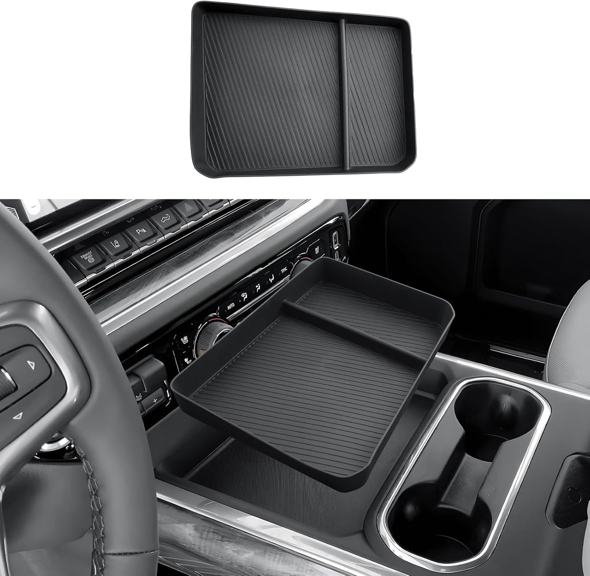 2026 Silverado HD Center Console Organizer - For 2024-2026 Chevy Silverado 2500 HD/3500 HD Accessories TPE Center Console Organizer - Under Screen Organizer Only Fit Full Console w/Bucket Seats