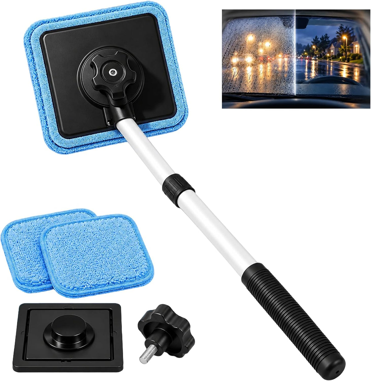 Dual Magnetic CarWindshield Cleaner, Dual Side Car Glass Cleaner，Black 1pc