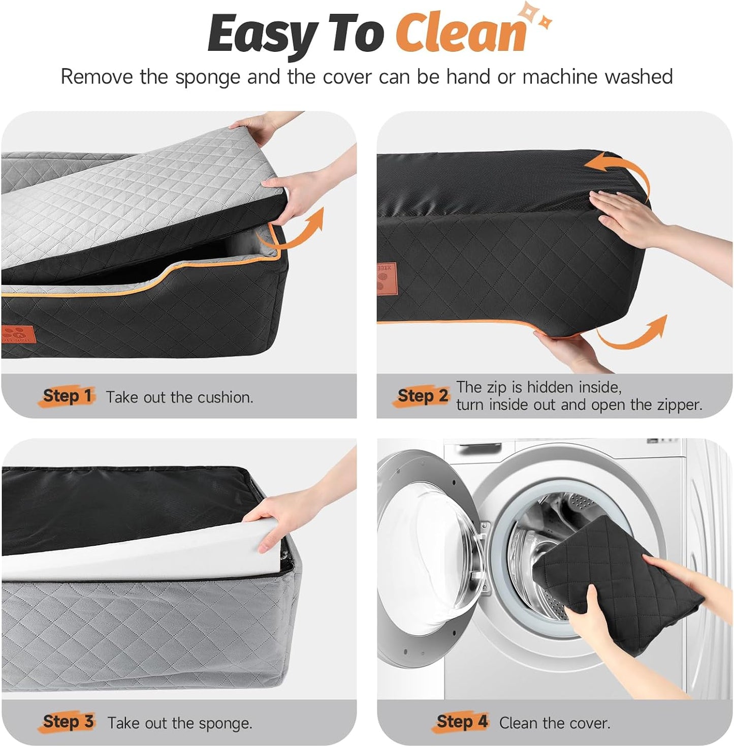 XIEEAOZEE Large Dog Car Seat, Memory Foam Dog Car Bed for Backseat & Trunk, Washable Pet Booster Seat Under 100 lbs or 2 Medium Dogs, Pet Travel Seat with Storage Pockets, 2 Safety Belts
