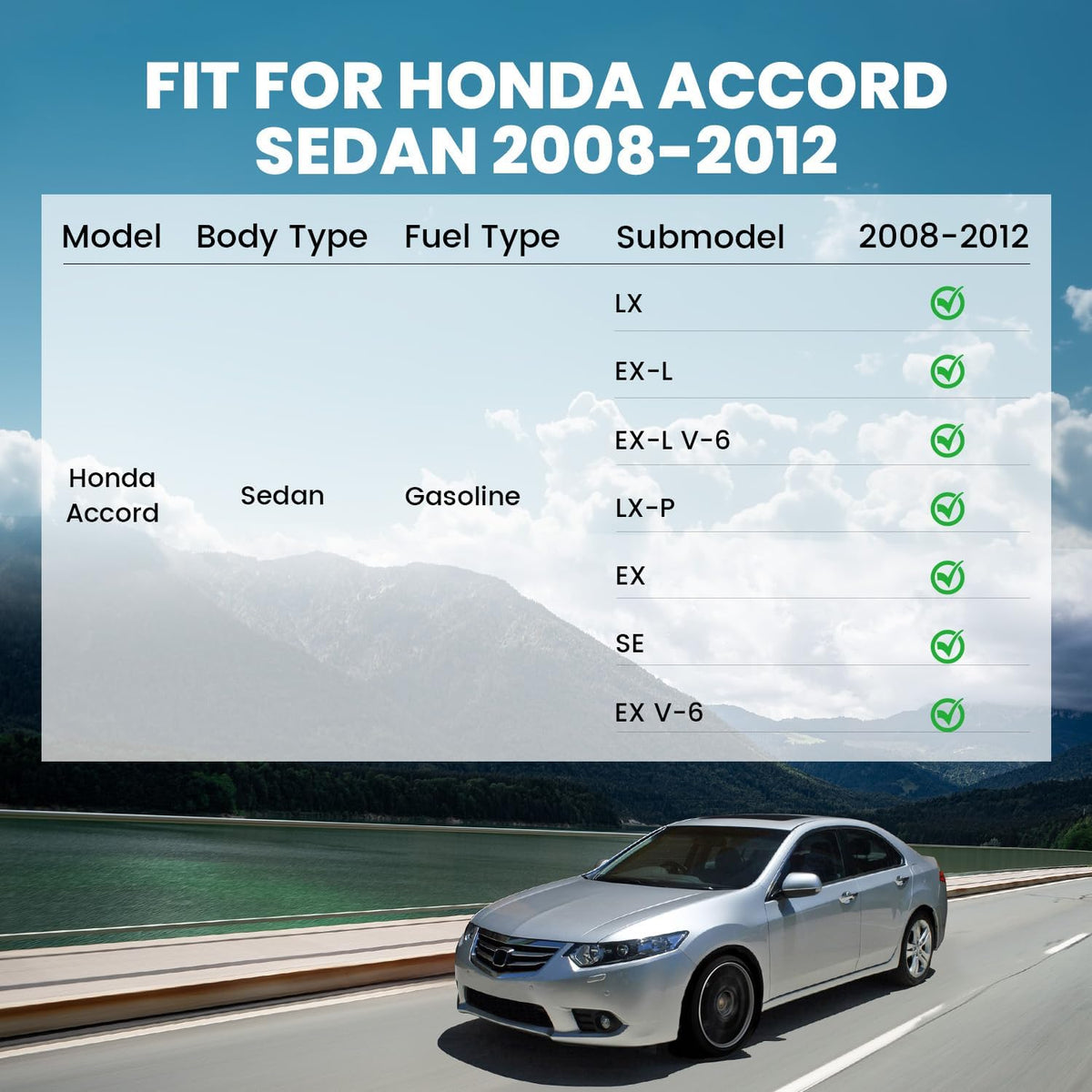 LASFIT Floor Mats for Honda Accord 2012 2011 2010 2009 2008 (Only Sedan)