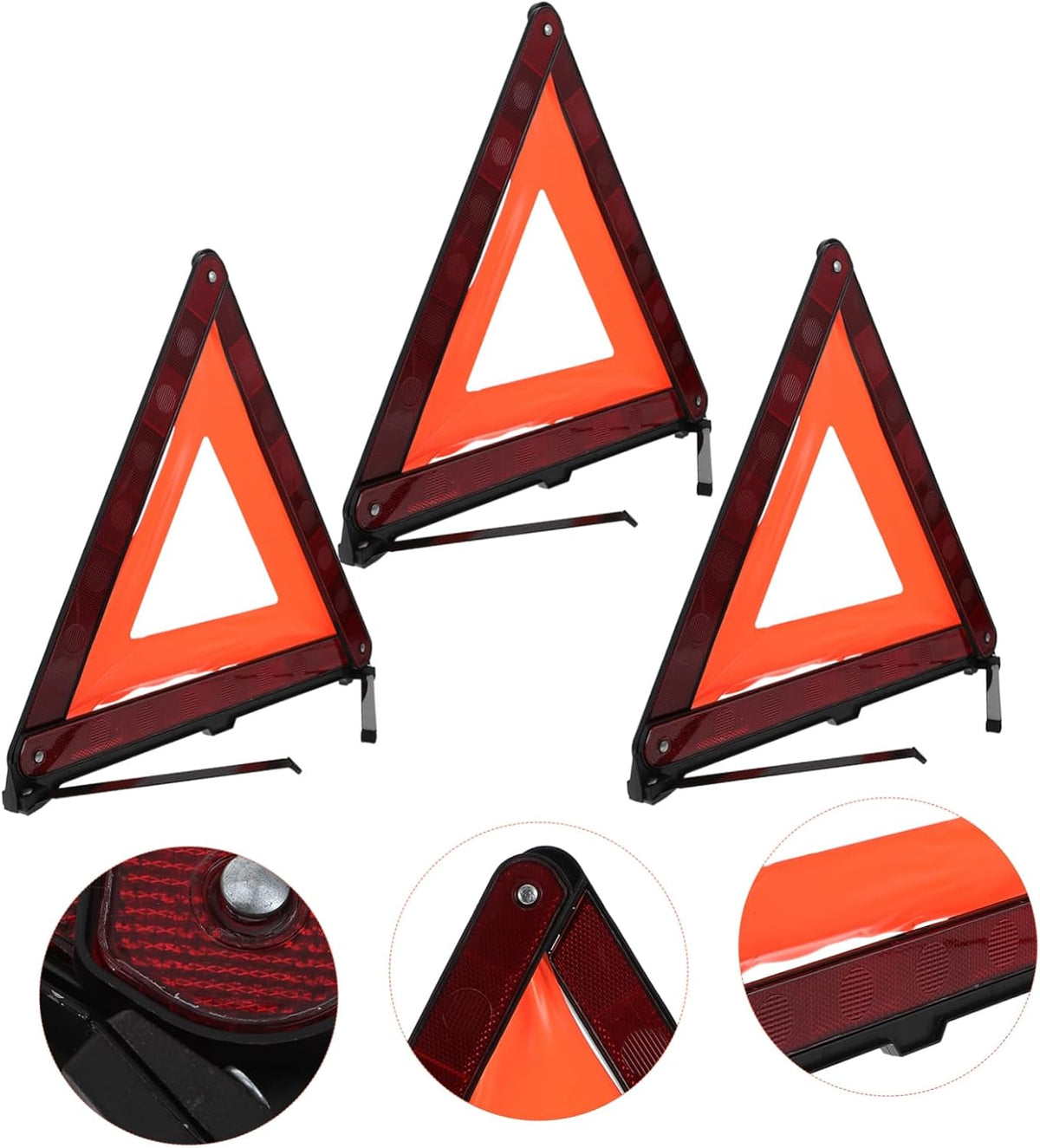 ULTECHNOVO 3 Pcs Reflective Triangle Road Safety Warning Signs for Car