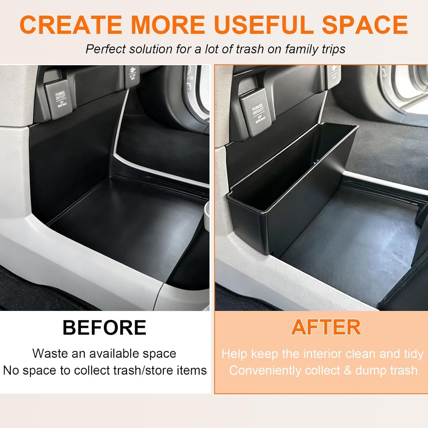 Center Console Trash Can Compatible with 2018-2024 Honda Odyssey Accessories Car Trash Garbage Bin/Items Organizer Keep Clean Durable ABS Plastic