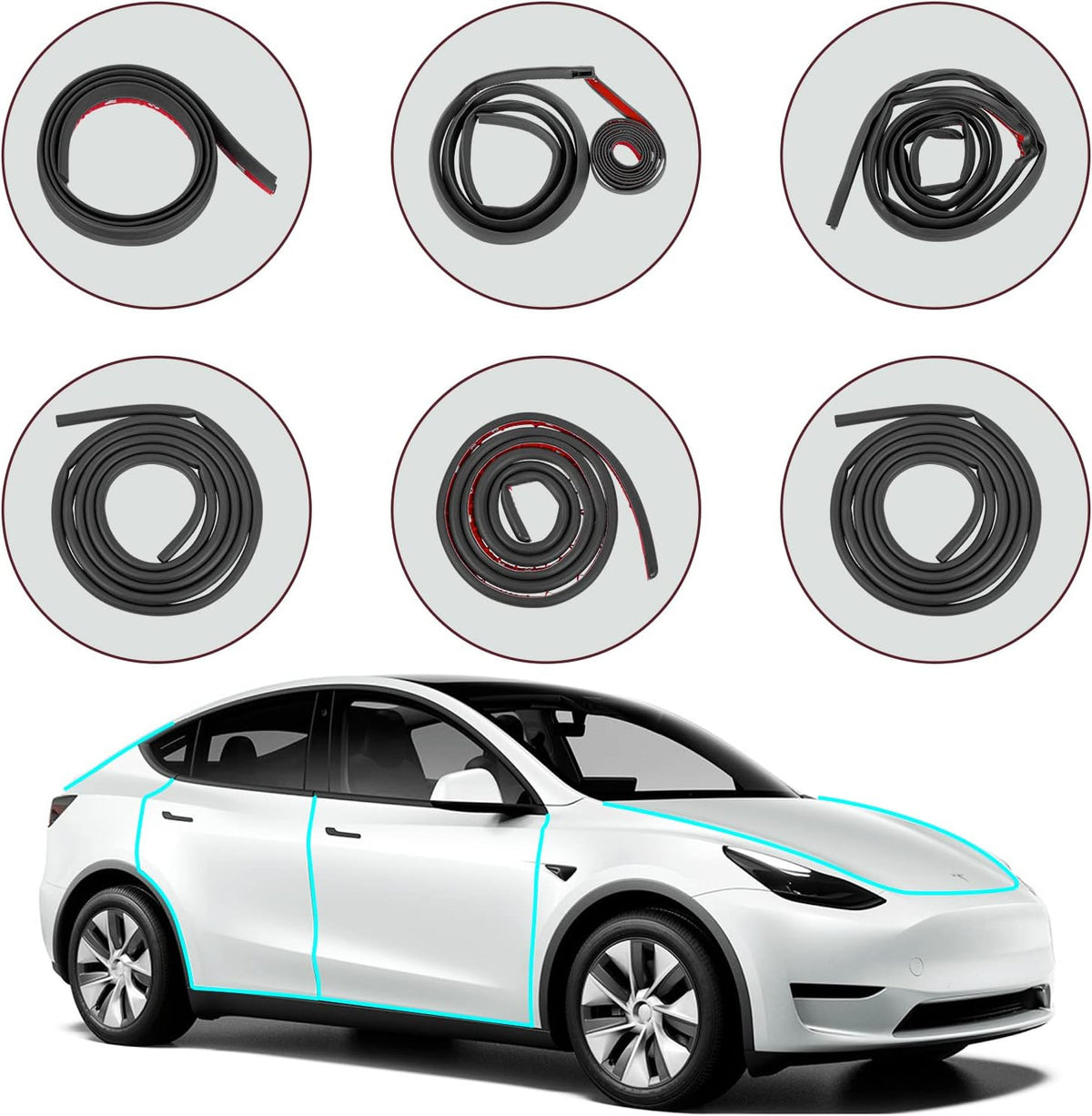 for Tesla Model Y Juniper 2026 Accessories, Rubber Seal Weather Strip Soundproof Noise Insulation Sealing for Tesla Model Y 2020-2026
