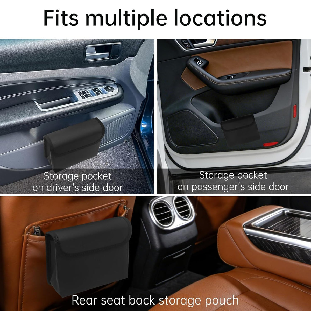 Car Door Trash Can, 2 Pack Foldable PU Leather Car Trash Bin with Bag Clip