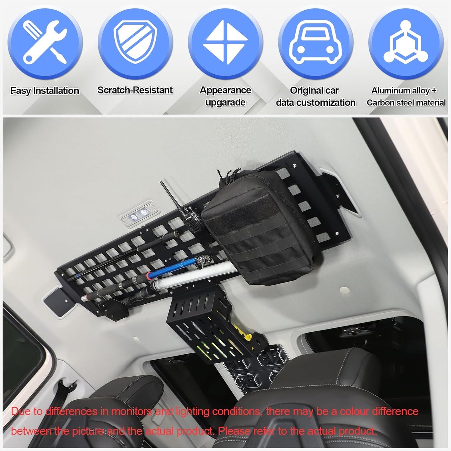 Overhead Roof MOLLE Panel Compatible with INEOS Grenadier 2020-2026 Accessories, Inner Roof Cargo Rack Storage Shelf Holder, Front Molle Panel Roof Rack Top Organizer Bracket Modular Luggage Carrier