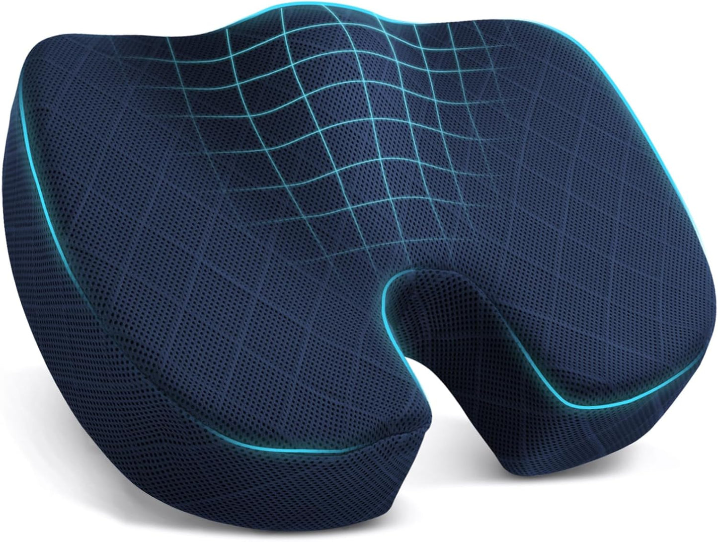 TushGuard Office/Car Seat Cushion, Non-Slip Sciatica & Back Coccyx Tailbone Pain Relief Chair Pad, Memory Foam Butt Pillow for Computer Desk, Wheelchair, Driving (Black&Grey)