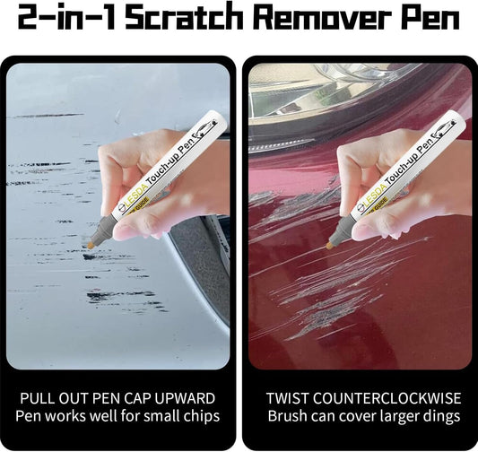 Universal Car Touch Up Paint Pen - 2 Pack Car Scratch Remover Pen for Most Automotive Paints - Fast & Easy Chip Car Scratch Remover for Cars, Trucks, SUVs (Gloss Black)
