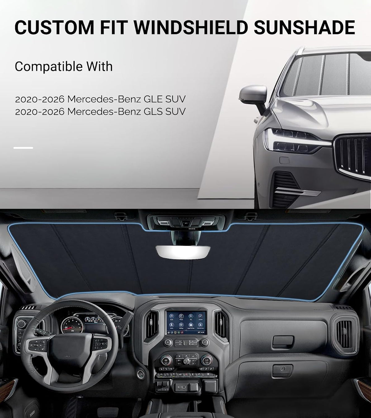 Pigenius Windshield Sun Shade for Mercedes-Benz GLE/GLS SUV 2020-2026, Custom Front Window Sunshade- Safeguard