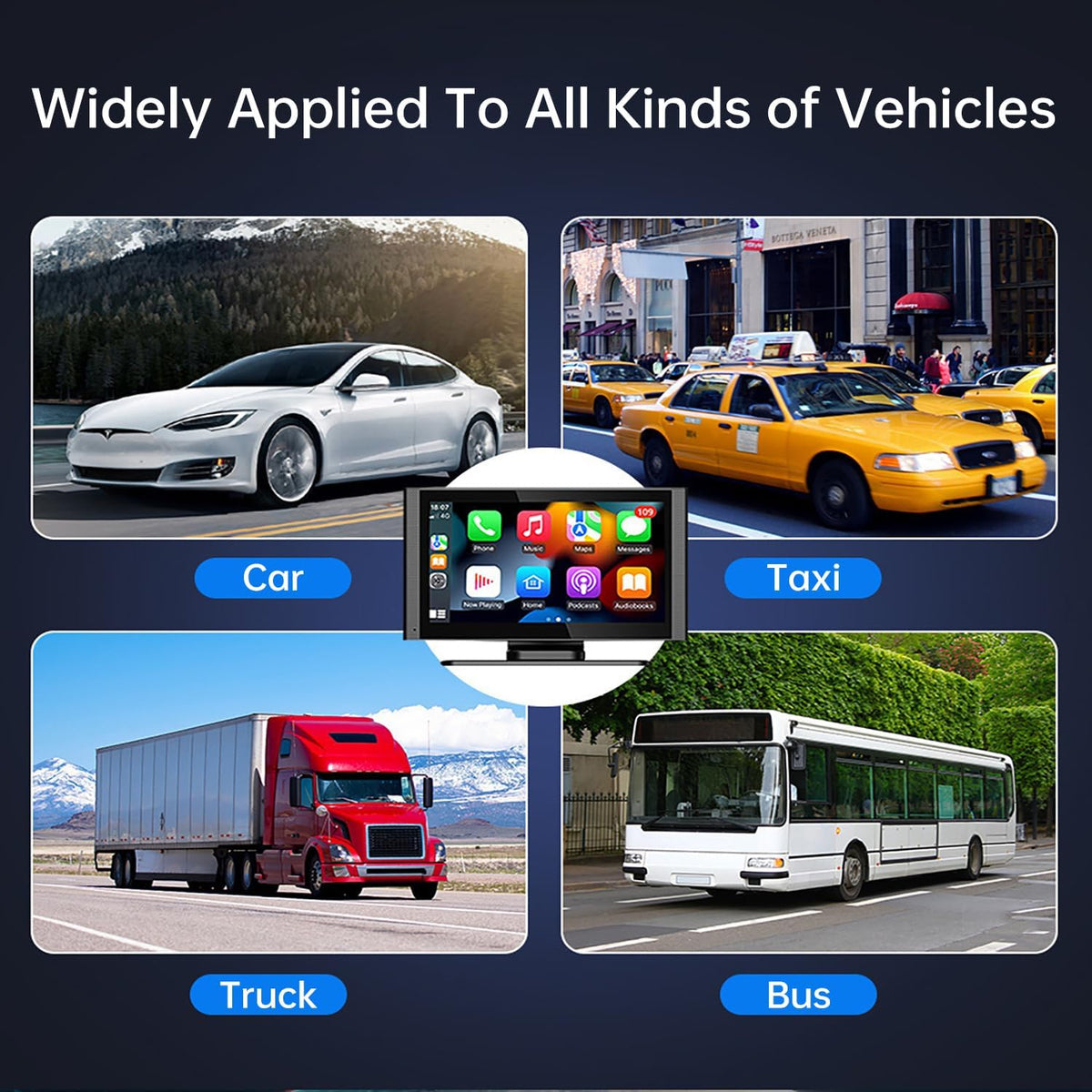 slrongpwolr Wireless Apple Car Play Screen, Android Auto Screen for Car, 7" Hd Portable Touchscreen Car Stereo with Backup Camera, Mirror Link