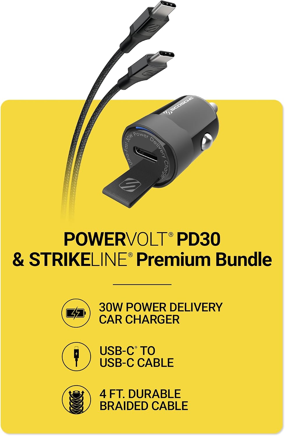 Scosche PowerVolt Power Delivery 32W Dual Port USB-C Car Charger Adapter