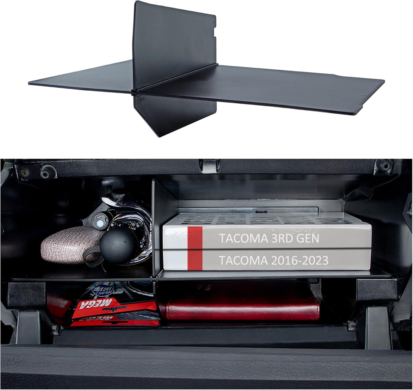 JKCOVER Compatible with Toyota Tacoma Glove Box Dividers Organizer 2016 2017 2018 2019 2020 2021 2022 2023 Accessories,Insert Box ABS Secondary Storage