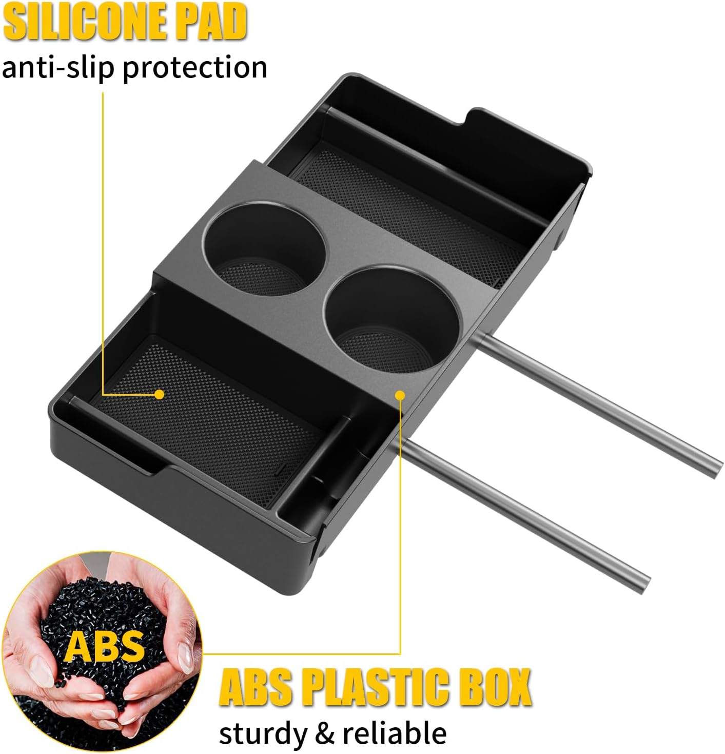 Front Center Seat Headrest Organizer Compatible with 2011-2026 Ford F150 F250 F350 F450 F550 F650 Cup Holder Coin Container Storage Box with Silicone Pads Accessories (Jump Seat Console Only)