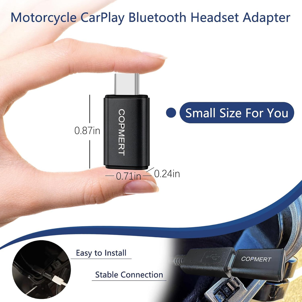 Bypass Motorcycle Wireless CarPlay Bluetooth Headset Adapter