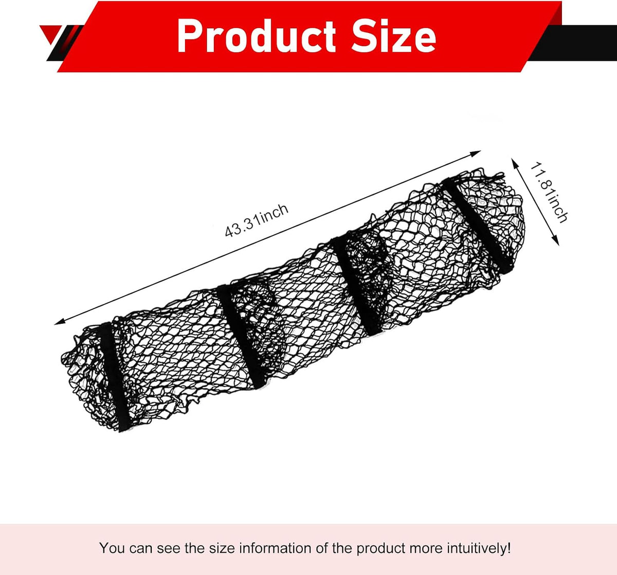 Cargo Net, Stretchable Cargo Net for SUV, Adjustable Elastic Trunk Storage Net with 4 Hook, 3 Pocket Heavy-Duty Mesh Storage Organizer, Universal for Car, SUV, Pickup Truck, Van Trunk