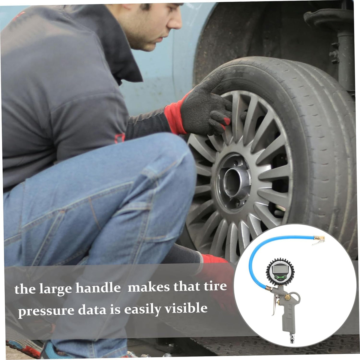 PRETYZOOM Digital Tire Pressure Gauge Stainless Steel Tire Pressure Measuring Tool with Large Handle for Easy Reading Precision Accuracy for Cars and Trucks