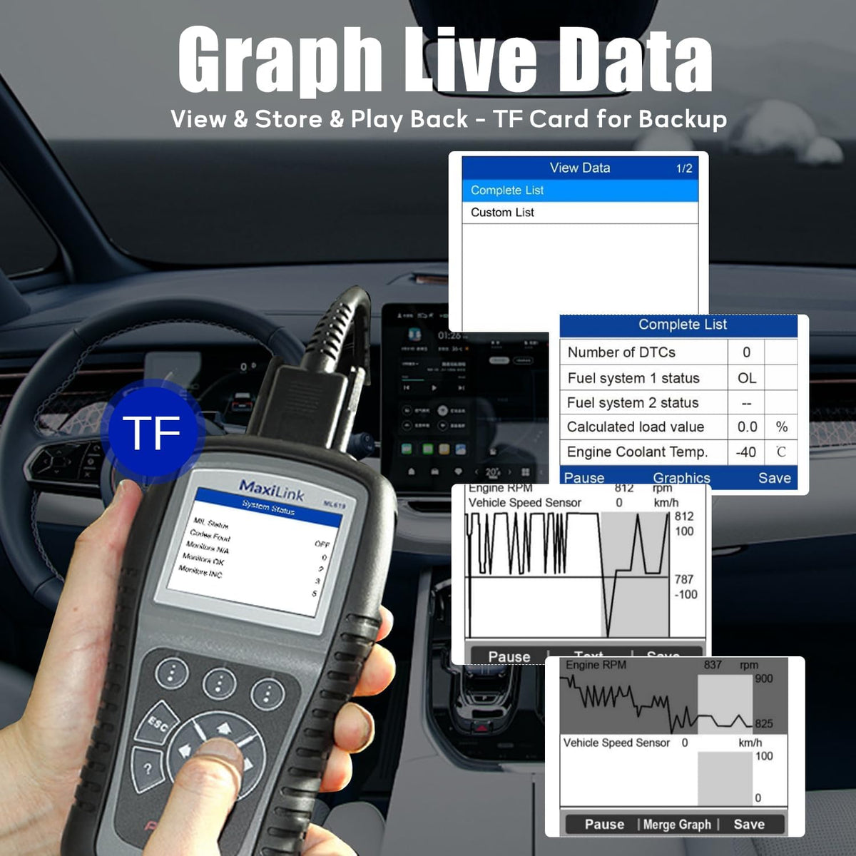 Autel MaxiLink ML619 ABS SRS OBD2 Diagnostic Code Reader
