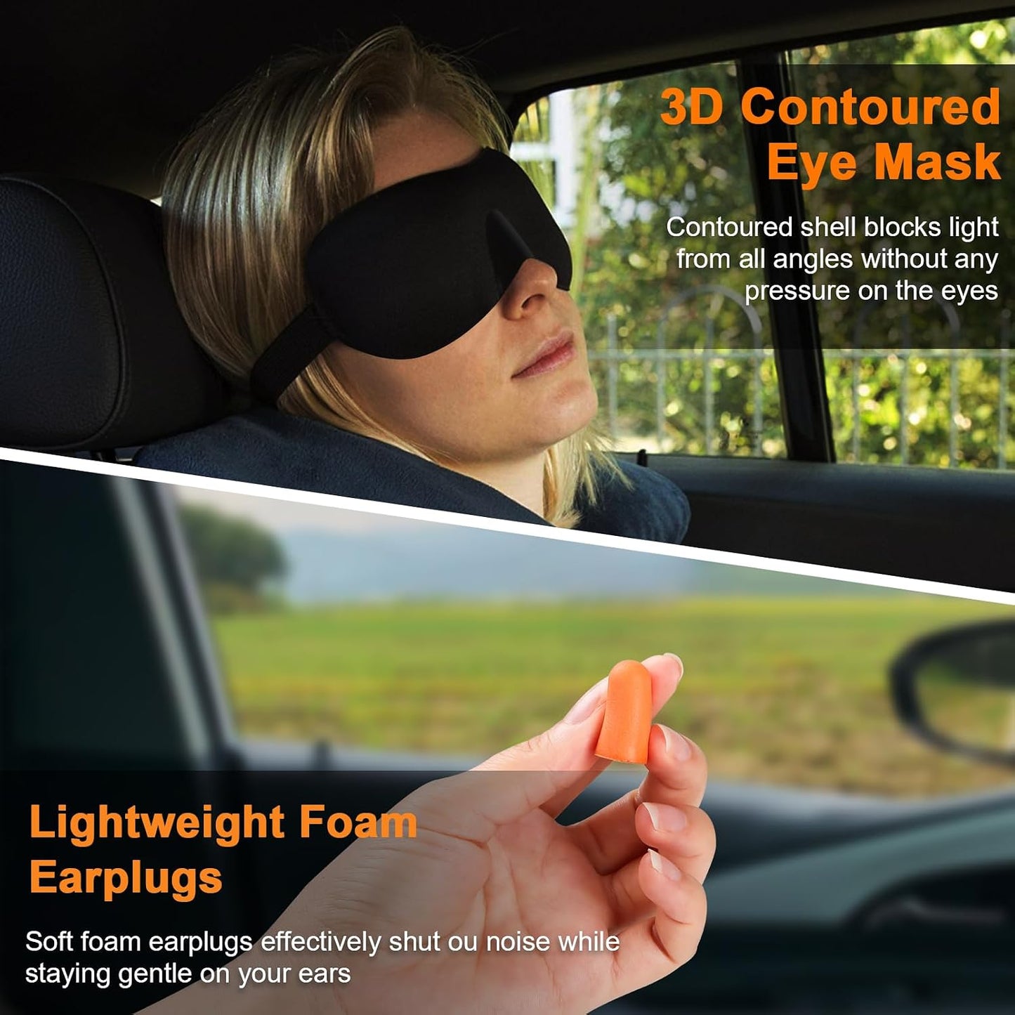 Travel Pillow - Hooded Neck Pillow Airplane Memory Foam Filling for Plane, Office, Cars Sleeping, Road Trip, Long Flights, Airplane Travel Essentials, Includes Eye Mask & Earplugs (Dark Gray)