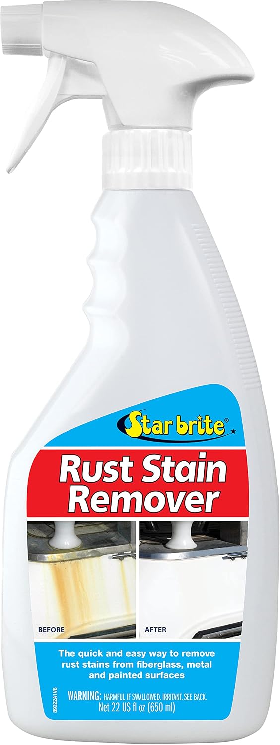STAR BRITE Rust & Corrosion Stain Remover - Fast-Acting Spray for Fiberglass, Vinyl, Fabric, Metal & Painted Surfaces - Also Removes Sprinkler Stains 22 OZ (089222P)