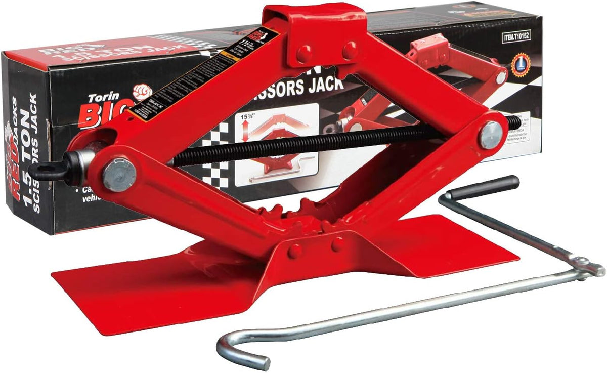 BIG RED Scissor Car Jack, 1.5 Ton (3000lbs) Steel Scissor Lift Jack Car Kit